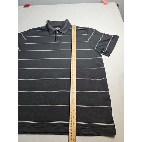 Van Hueusen Polo Shirt Traveler Large Black and White Stripes Van Huesen Buttons - Picture 4 of 5